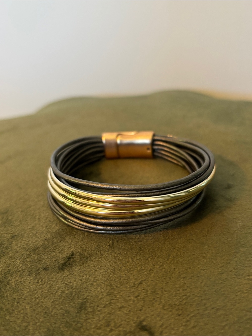 SAACHI Black Leather & Silver-Tone Multi-Strand Bracelet